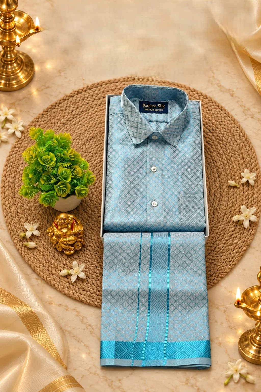 Luxury Embossed Tissue Adult Set - Shirt - Dhoti